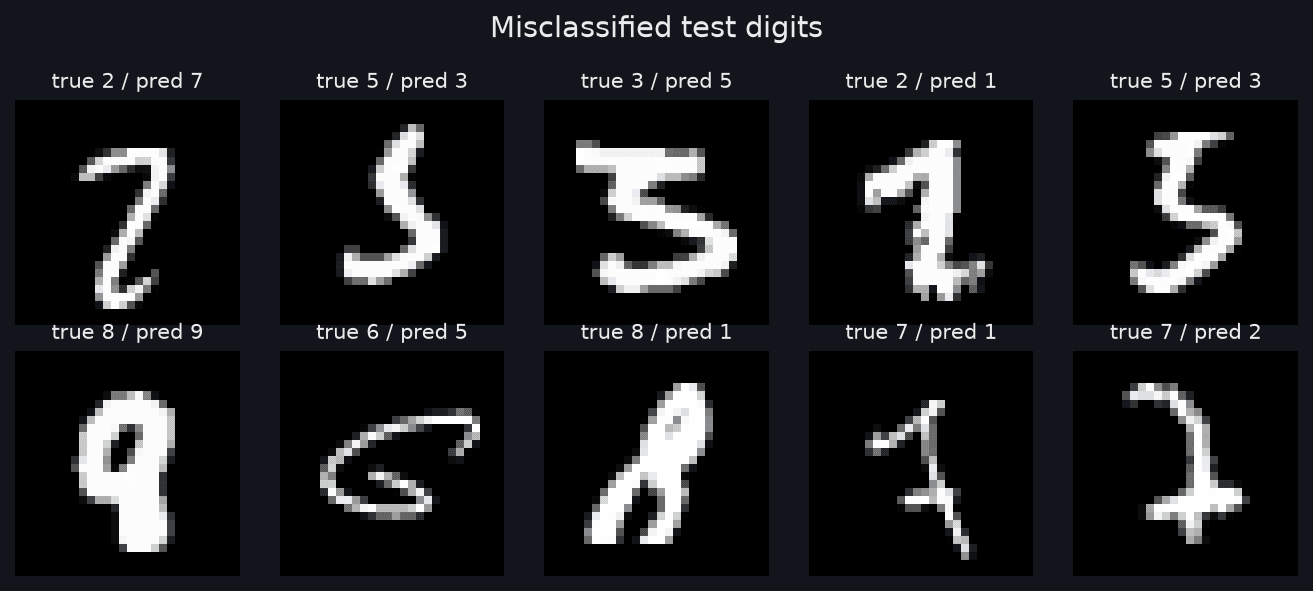 Misclassified test digits