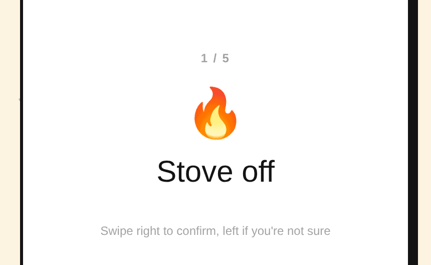 Swipe-to-confirm card mid-checklist