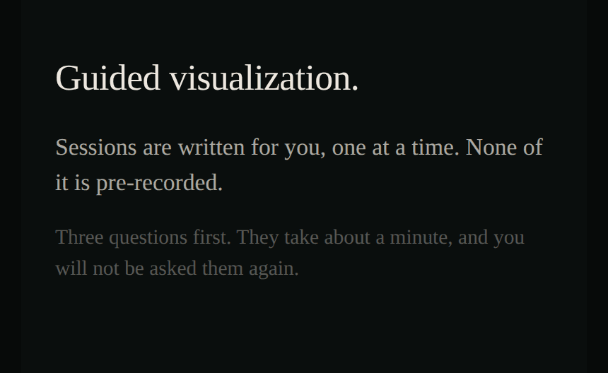 App intro screen for the guided visualization prototype